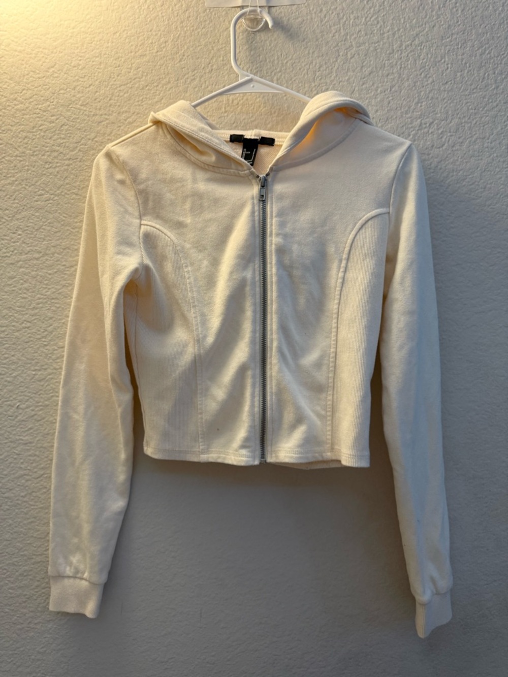 Forever 21 Women’s Cream Zip-Up Hoodie Jacket Size Small